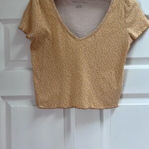 American Eagle Outfitters Mustard Floral Crop Top